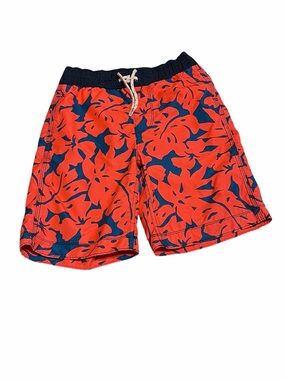 GAP Orange and Navy Tropical Print Swim Trunks